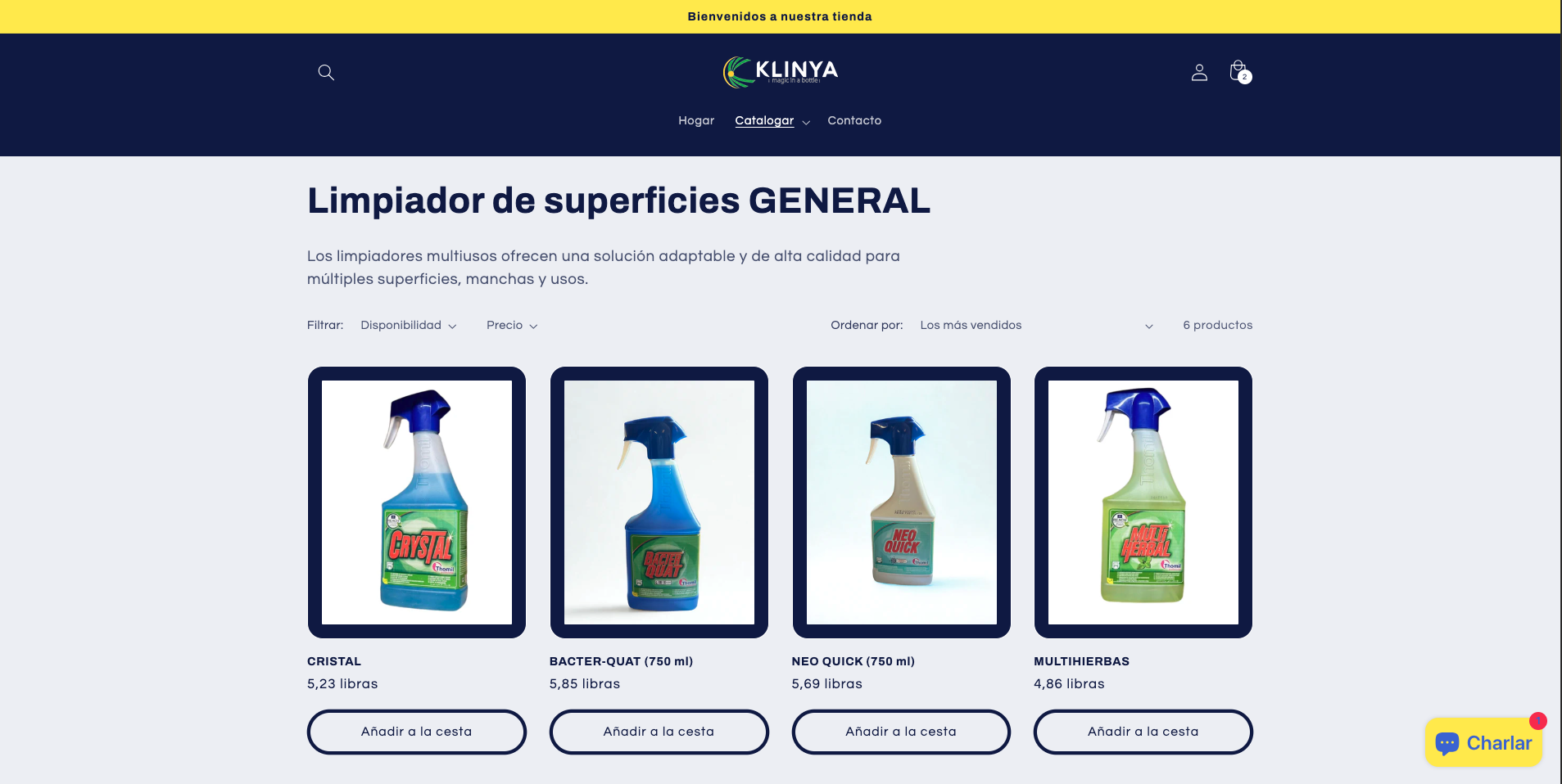 Landing de e-commerce de limpieza